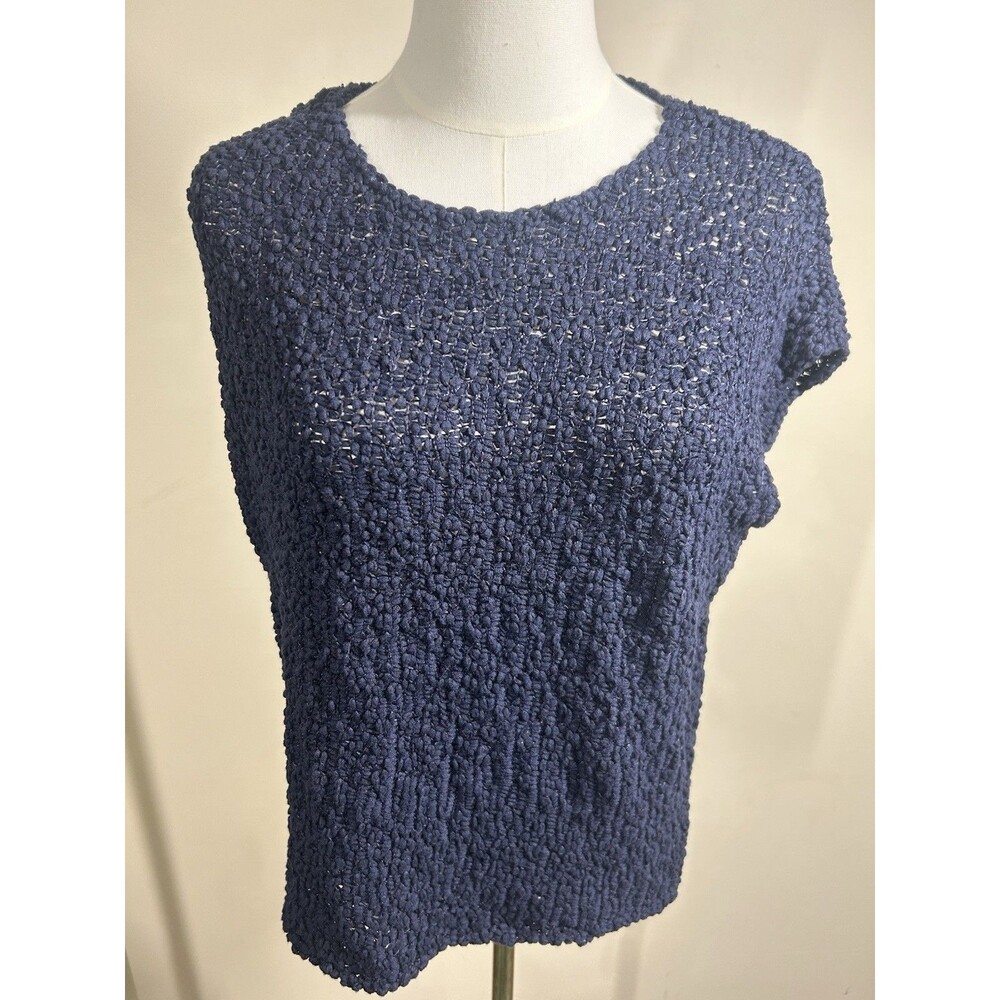 Loft Womens Knit Pullover Top Small Navy Blue Sleeveless NEW 163